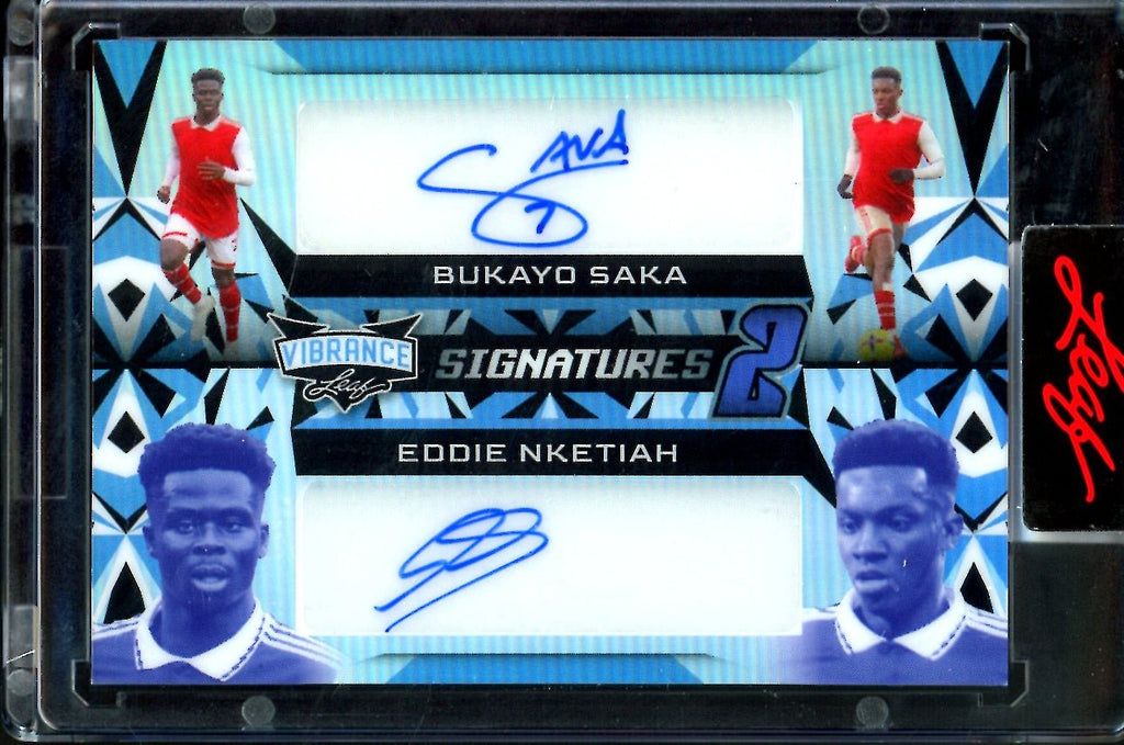 2023 Leaf Vibrance Bukayo Saka/Eddie Nketiah Dual Auto /3 Arsenal