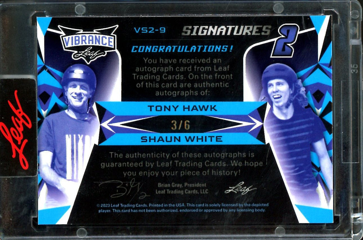 2023 Leaf Vibrance Tony Hawk/Shaun White Dual Auto Orange /6