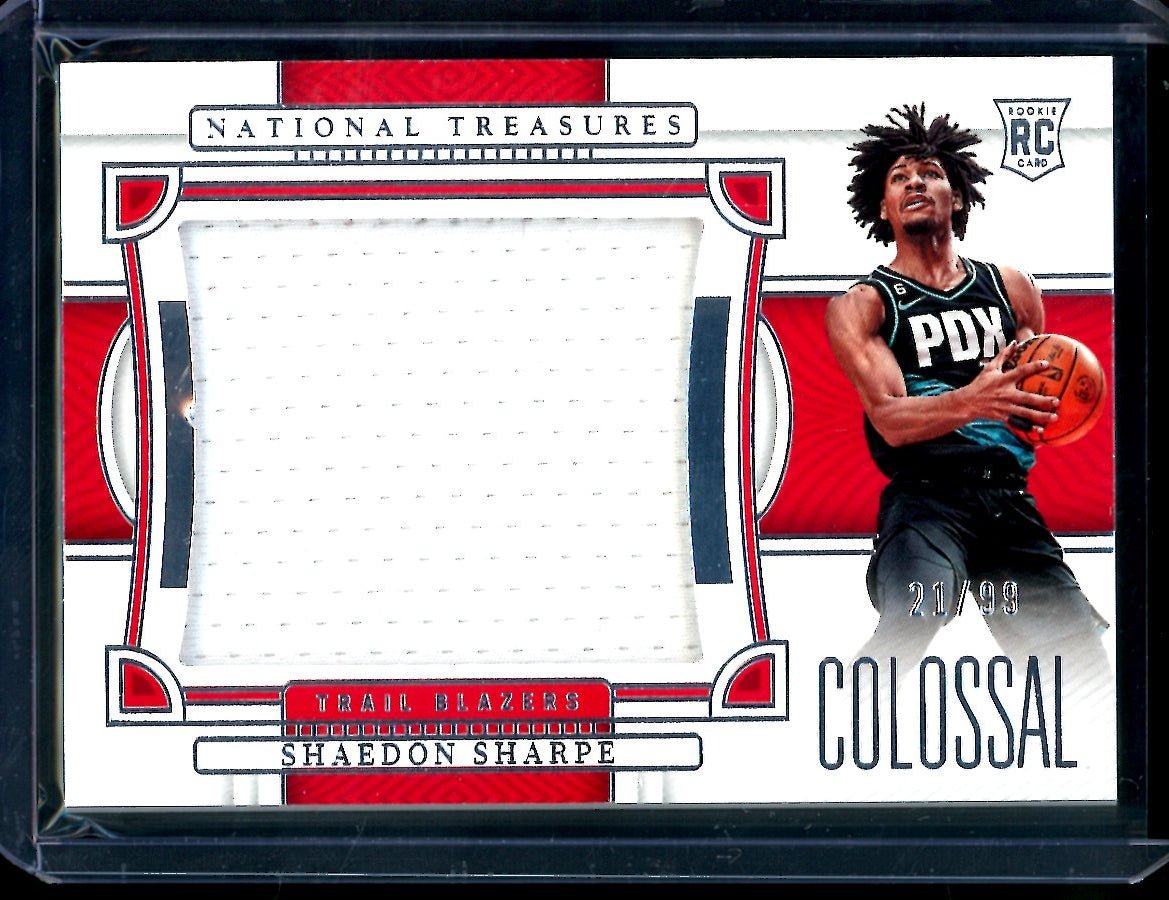 2022/23 Panini National Treasures Shaedon Sharpe Rookie Colossal Patch /99 Trail Blazers