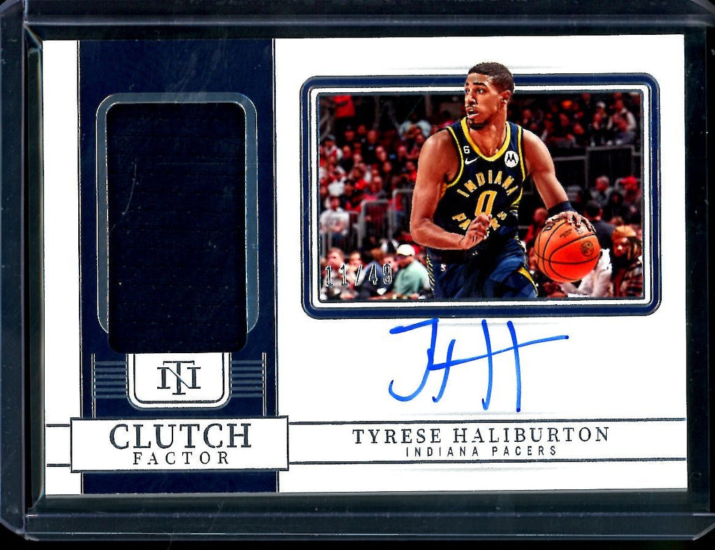 2022/23 Panini National Treasures Tyrese Haliburton Clutch Factor Patch Auto /49 Pacers
