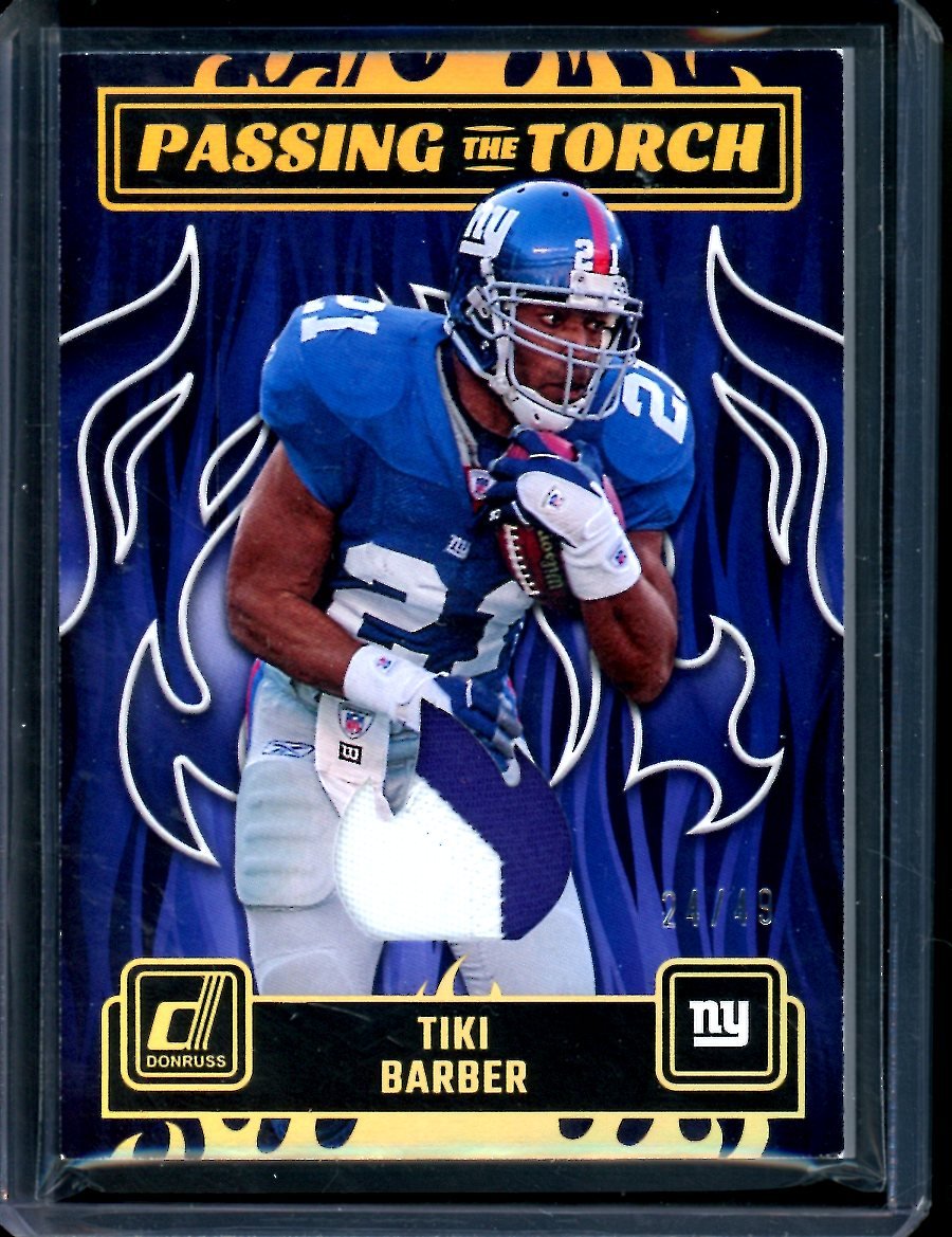 2023 Panini Donruss Tiki Barber/Saquon Barkley Passing the Torch Patch /49 Giants