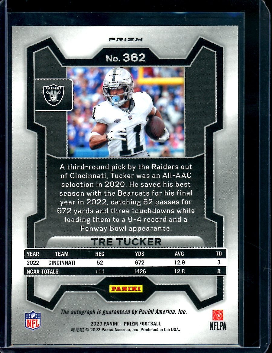 2023 Panini Prizm Tre Tucker Rookie No Huddle Auto Raiders