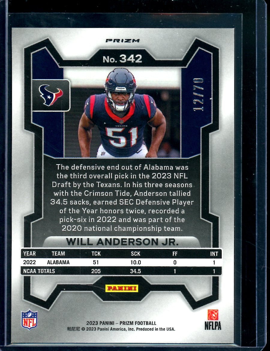 2023 Panini Prizm Will Anderson Jr. Rookie Red Disco /70 Texans