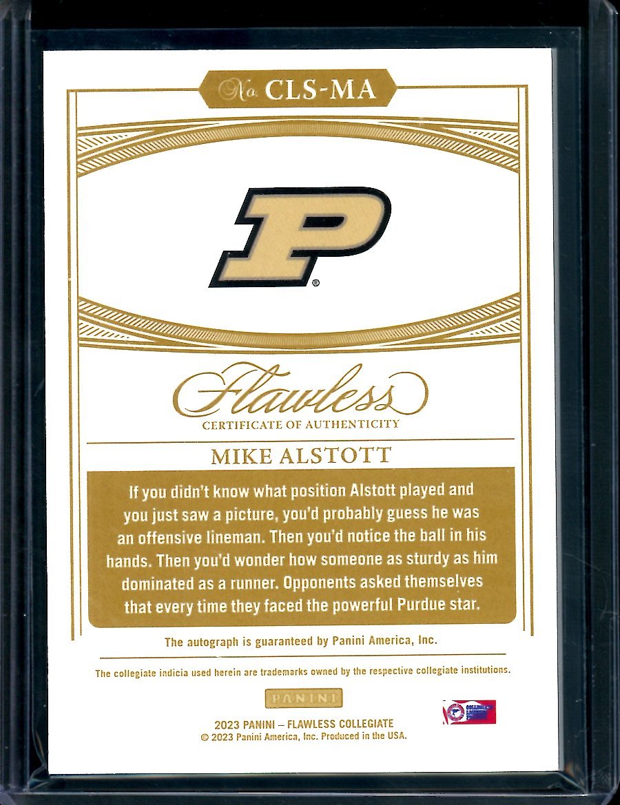 2023 Panini Flawless Collegiate Mike Alstott Campus Legends Auto /20 Purdue