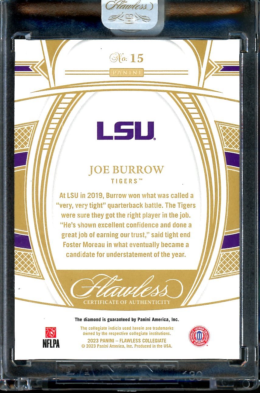 2023 Panini Flawless Collegiate Joe Burrow Diamond /25 LSU