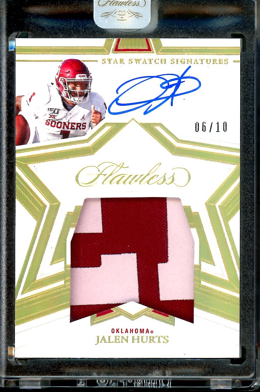 2023 Panini Flawless Collegiate Jalen Hurts Star Swatch Signatures Patch Auto /10 Oklahoma