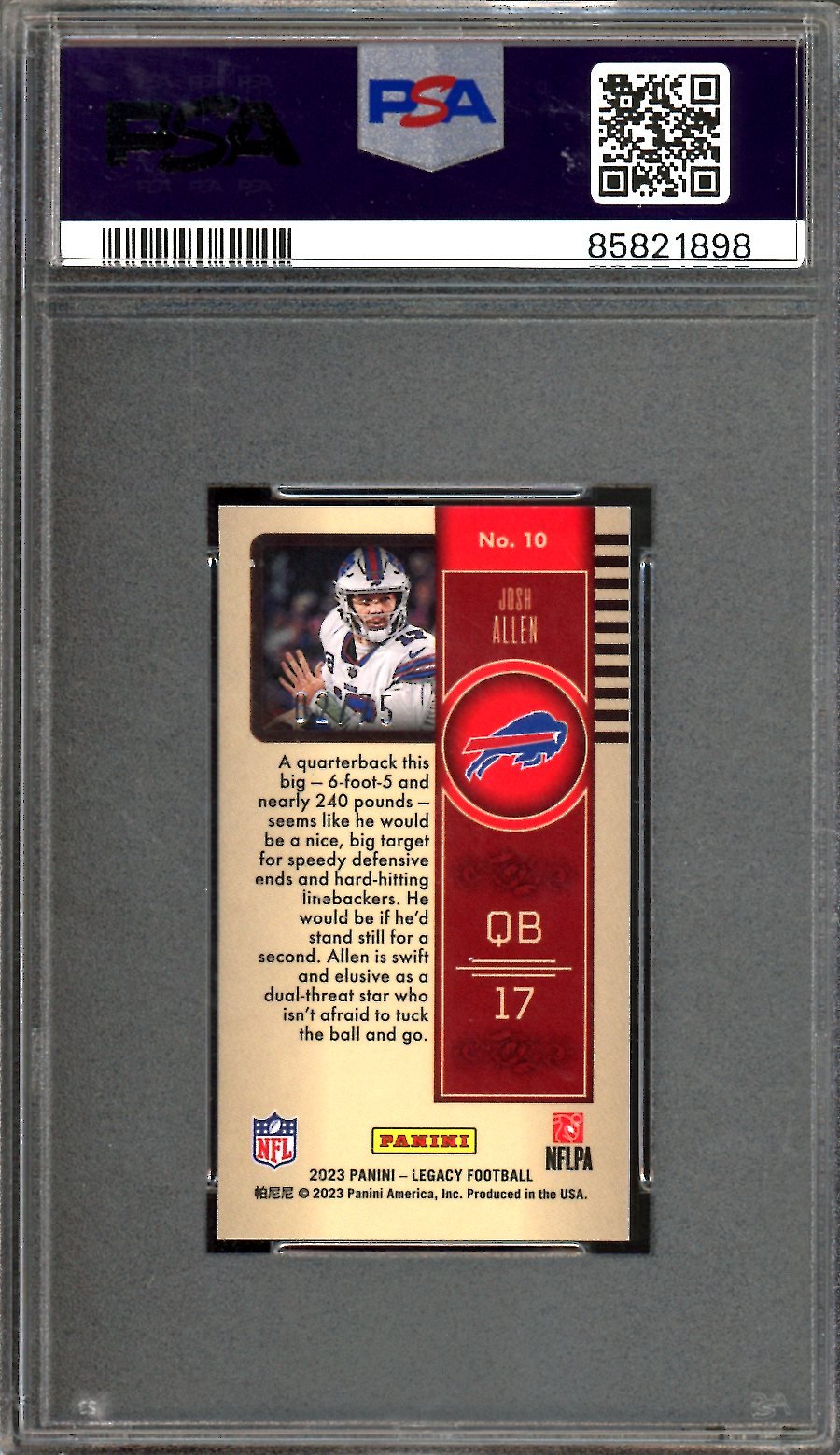 2023 Panini Legacy Josh Allen Premium Mini Bronze /75 PSA 9 Bills