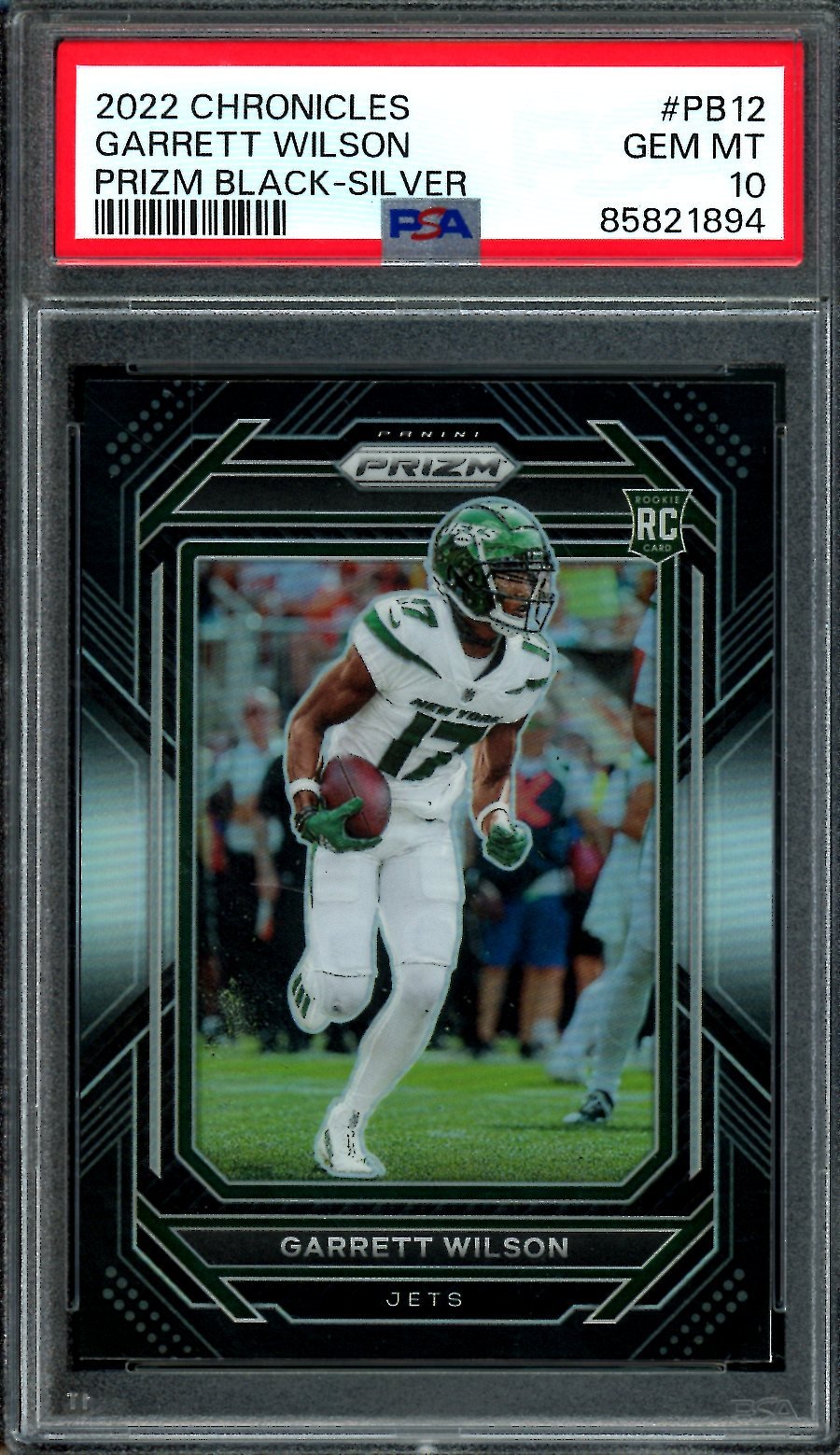 2022 Panini Chronicles Prizm Black Garrett Wilson Rookie Silver PSA 10 Jets