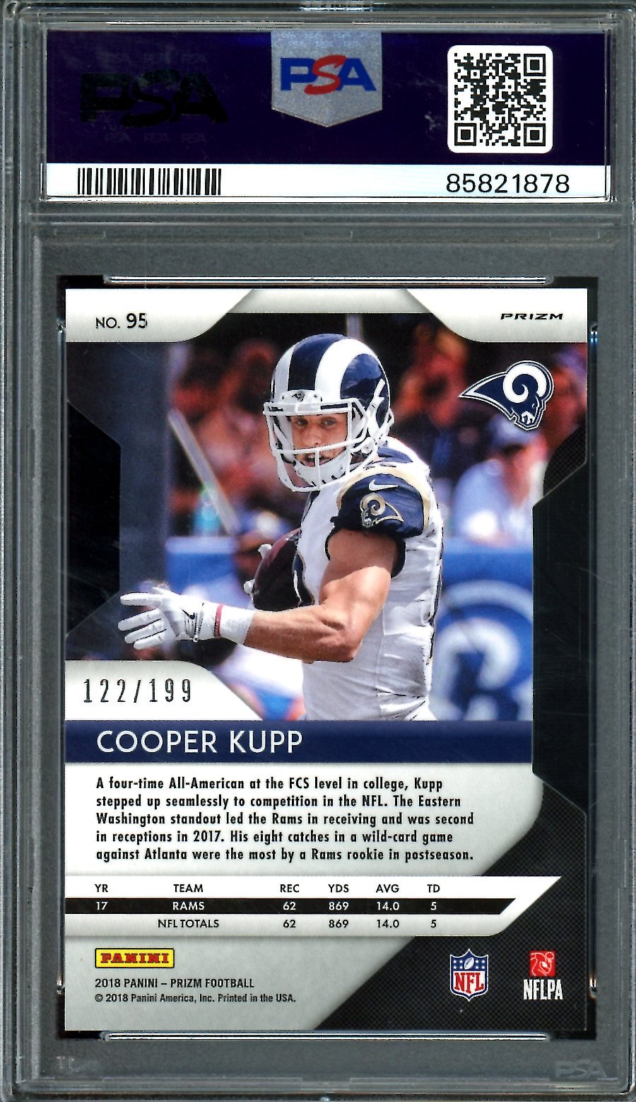 2018 Panini Prizm Cooper Kupp Light Blue Die Cut /199 PSA 9 Rams
