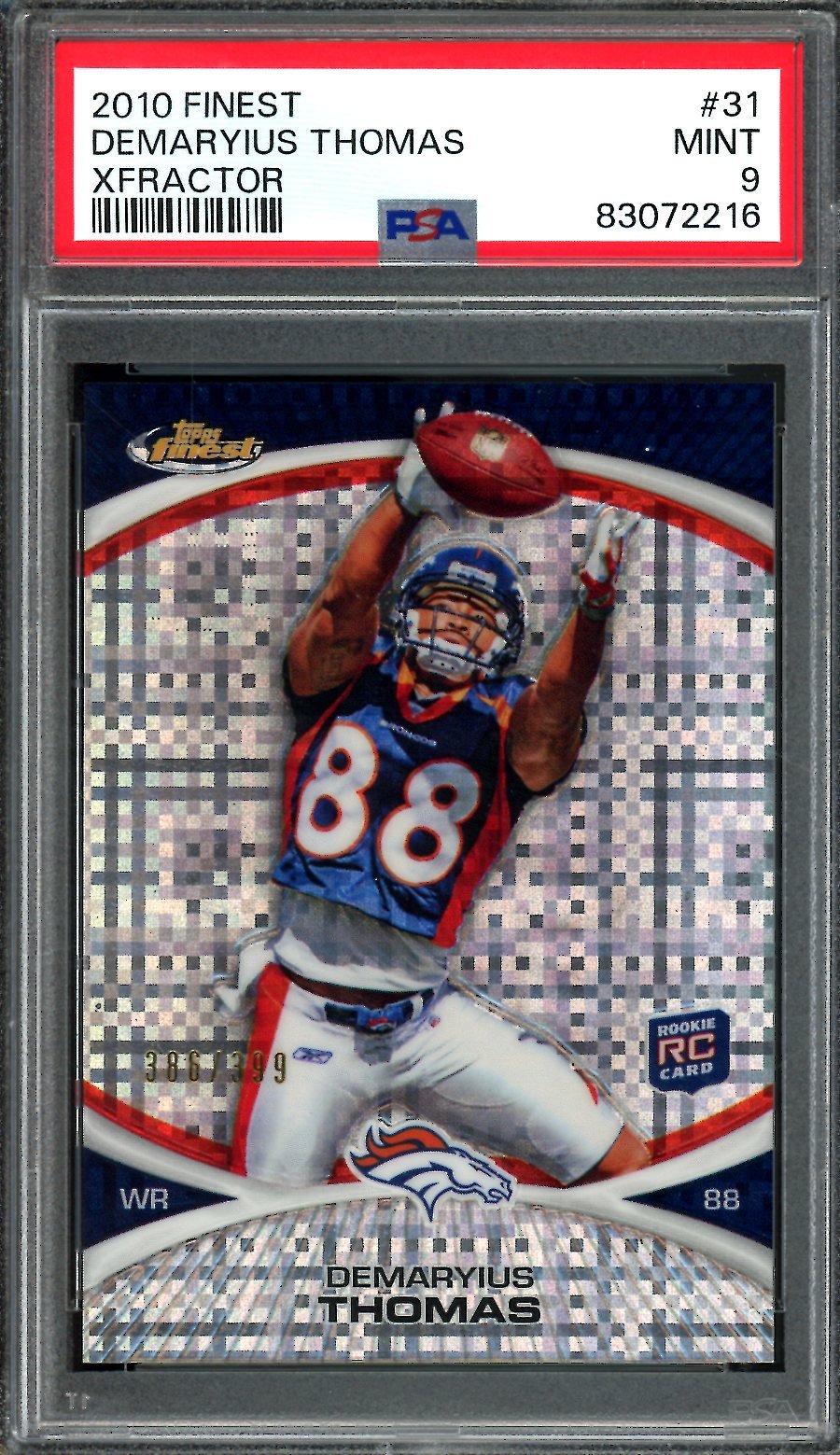 2010 Topps Finest Demaryius Thomas Rookie Xfractor PSA 9 Broncos