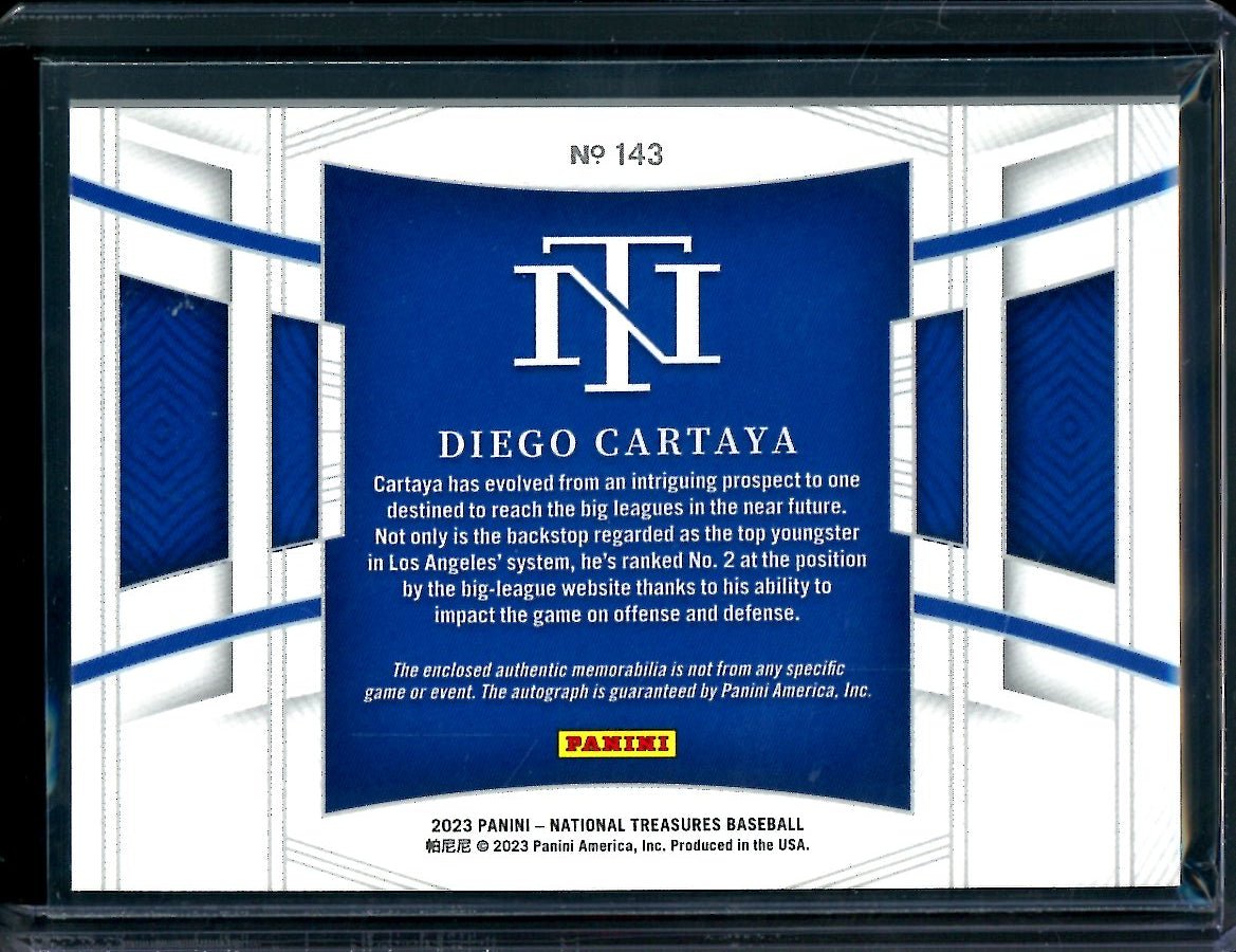 2023 Panini National Treasures Diego Cartaya Patch Auto Gold /49 Dodgers