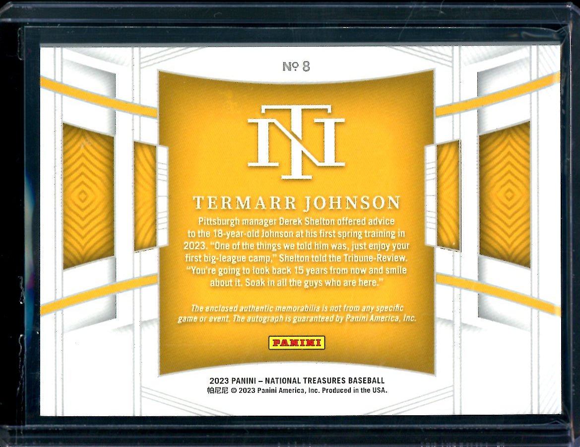 2023 Panini National Treasures Termarr Johnson Patch Auto /99 Pirates