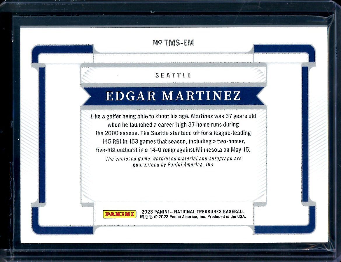 2023 Panini National Treasures Edgar Martinez Treasured Patch Auto Gold /25 Mariners