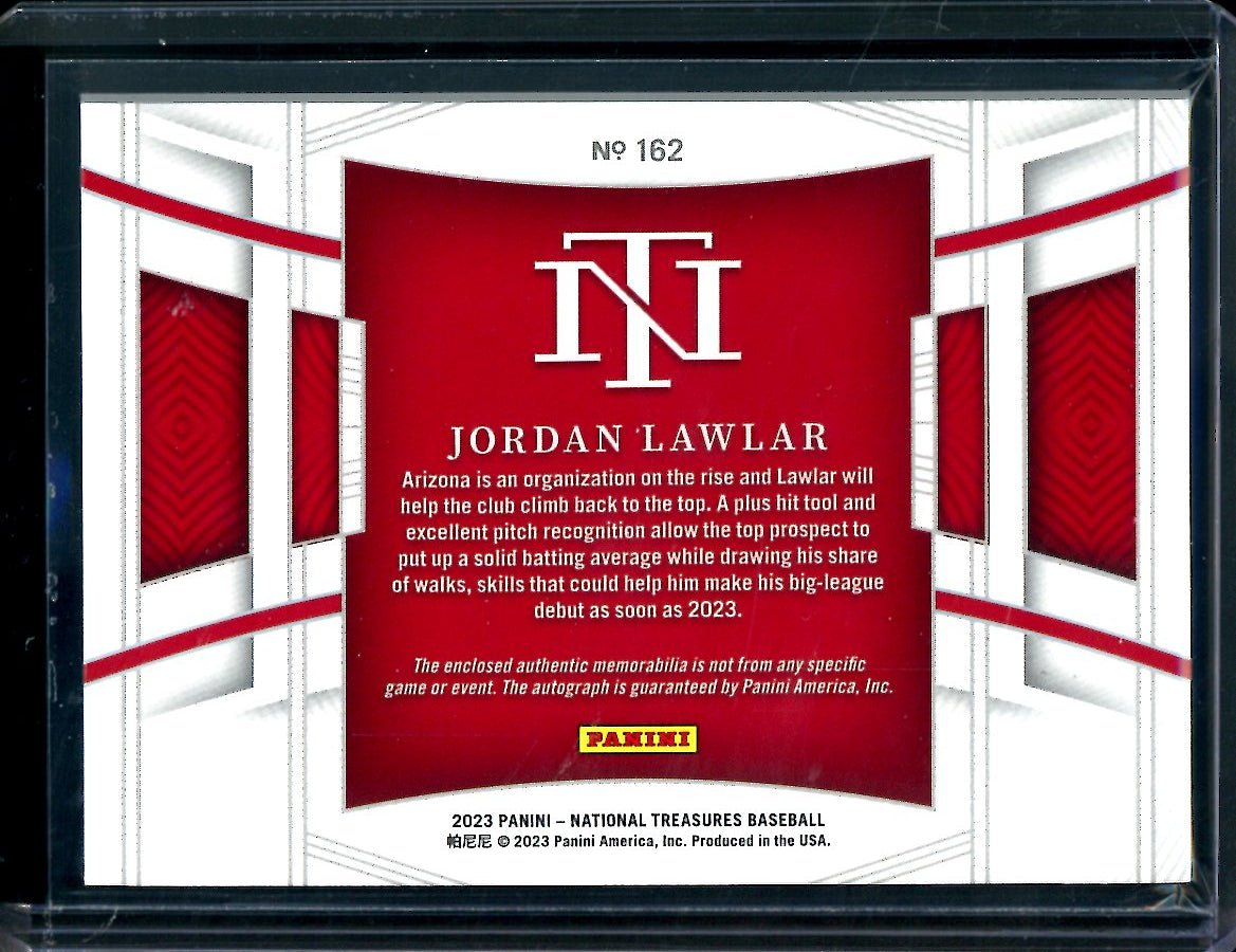 2023 Panini National Treasures Jordan Lawlar Patch Auto Gold /25 Diamondbacks