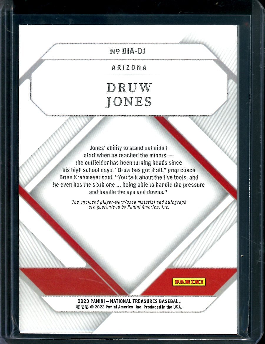 2023 Panini National Treasures Druw Jones Diamond Patch Auto Gold /25 Diamondbacks