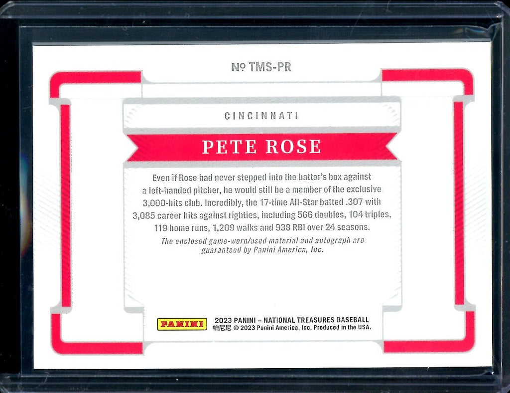 2023 Panini National Treasures Pete Rose Treasures Patch Auto Holo Silver /10 Reds