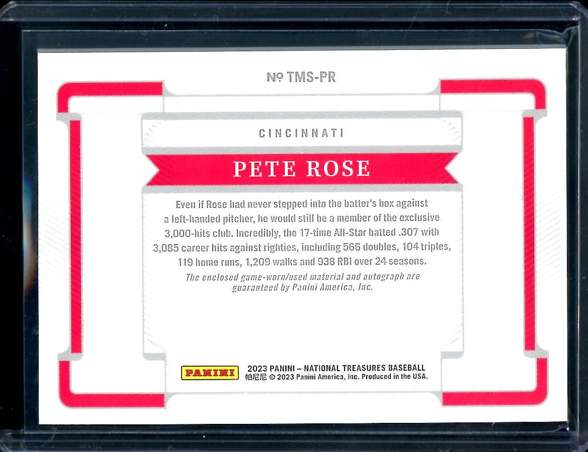 2023 Panini National Treasures Pete Rose Treasures Patch Auto Holo Silver /10 Reds