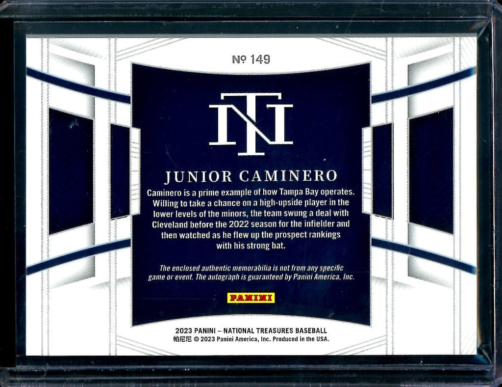 2023 Panini National Treasures Junior Caminero Patch Auto /99 Rays