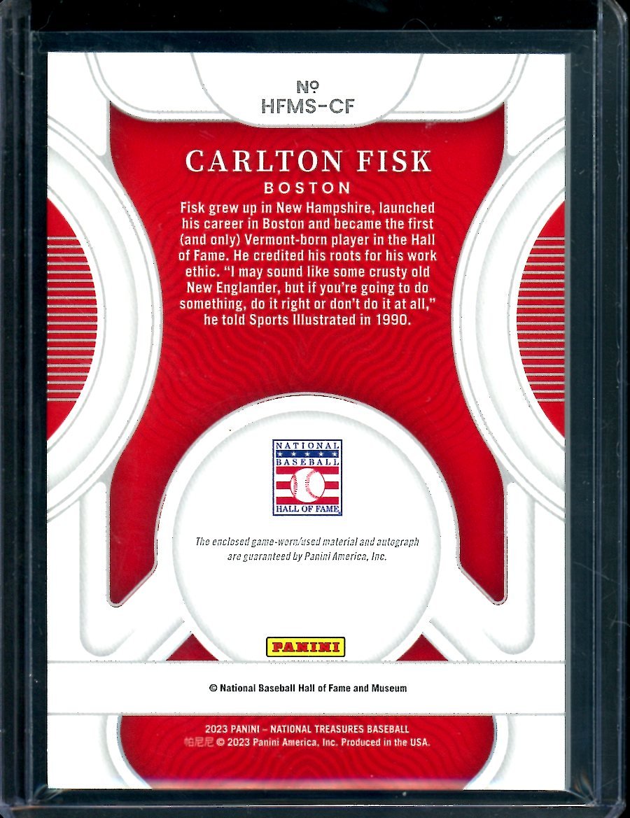 2023 Panini National Treasures Carlton Fisk HOF Patch Auto /25 Red Sox