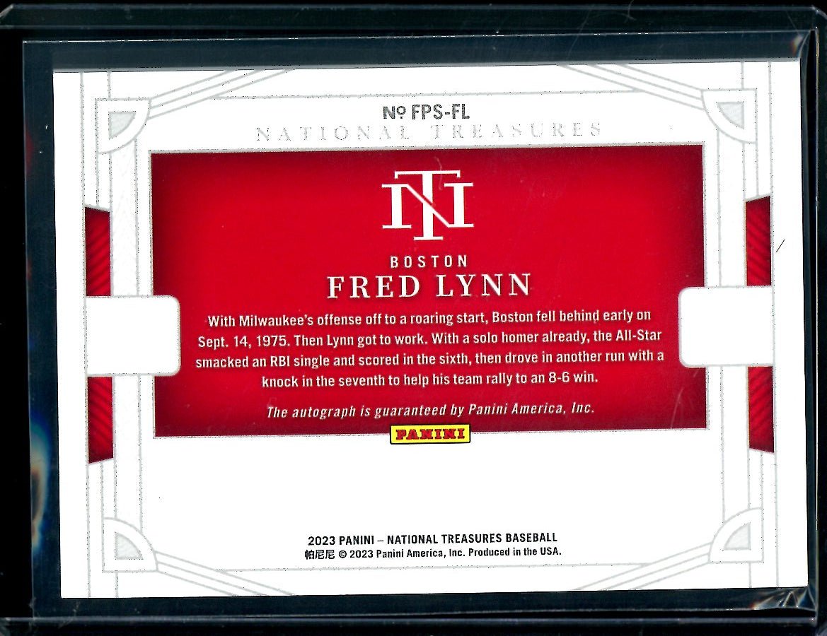 2023 Panini National Treasures Fred Lynn Field Pass Auto /49 Red Sox