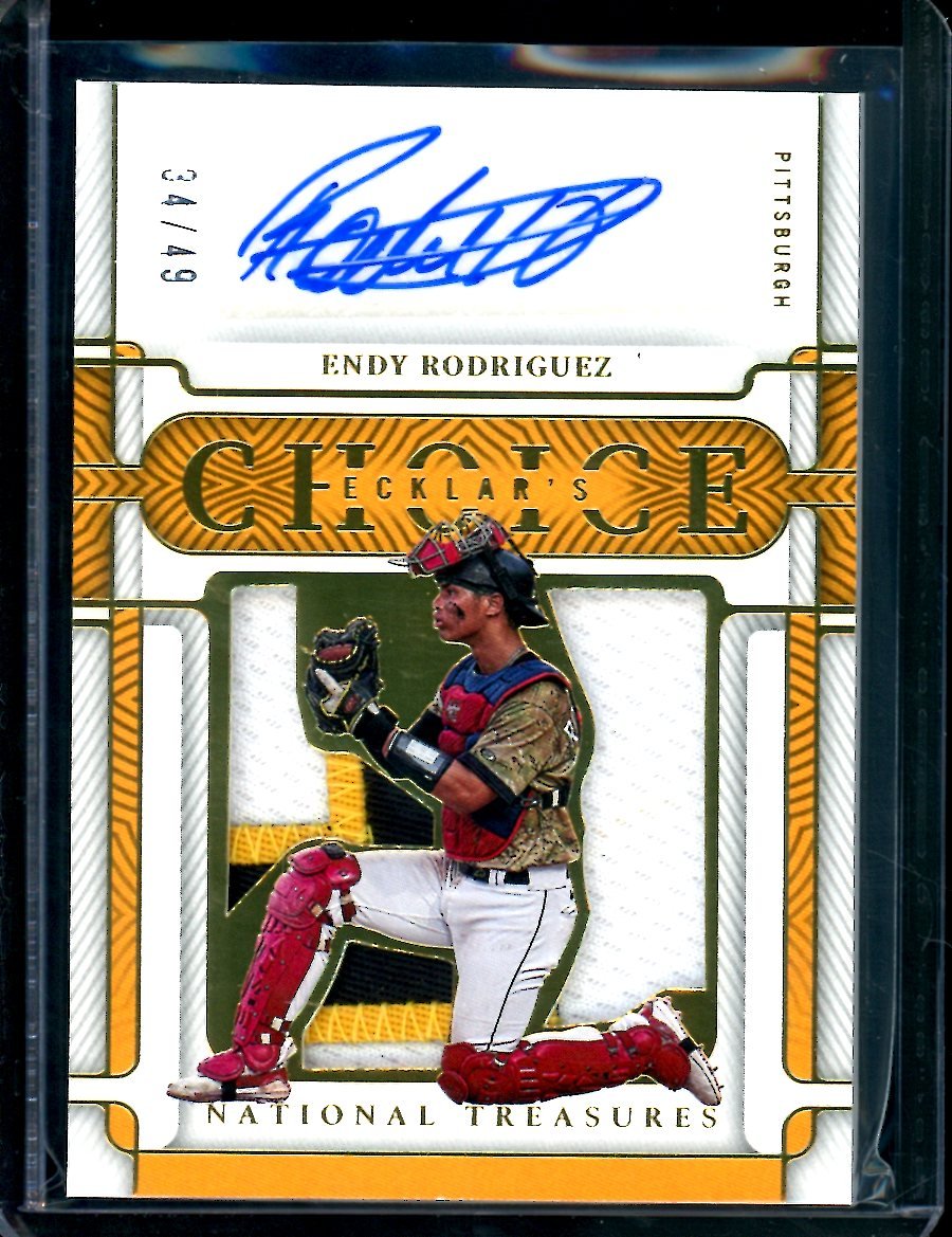 2023 Panini National Treasures Endy Rodriguez Ecklar's Choice Patch Auto /49 Pirates
