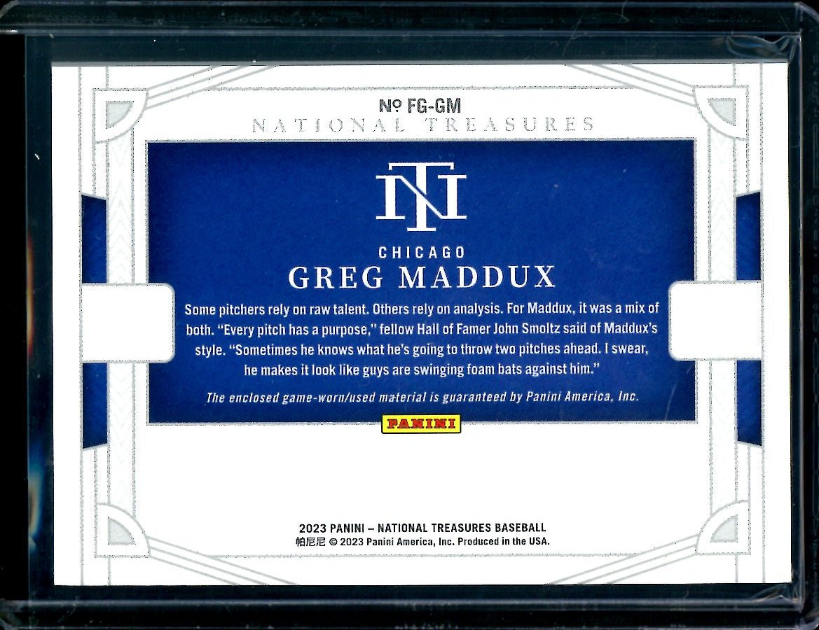 2023 Panini National Treasures Greg Maddux Field Pass Patch /25 Cubs