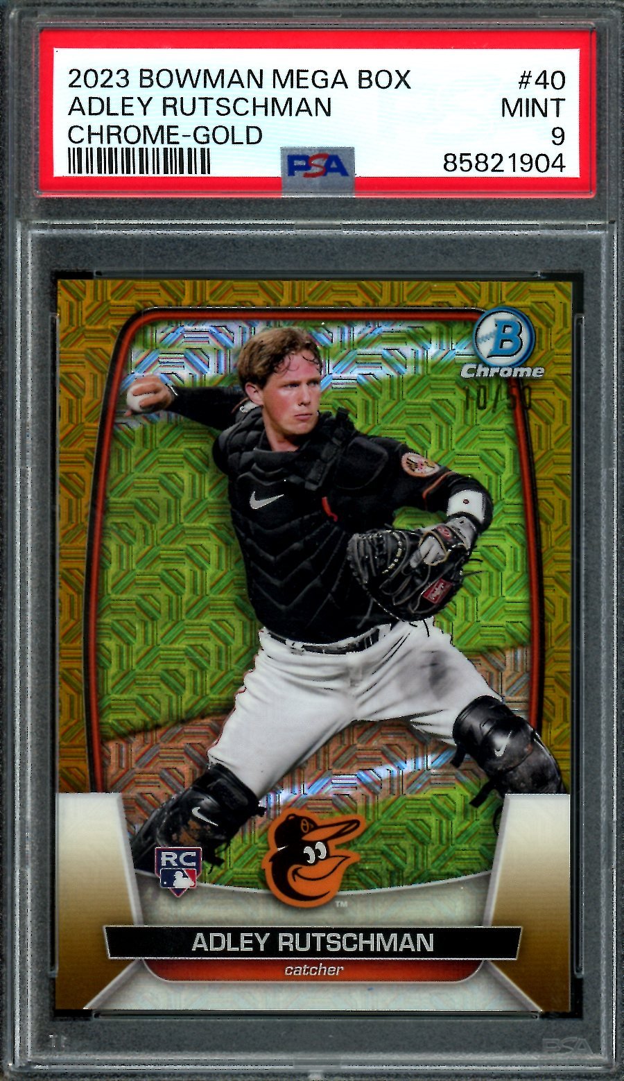 2023 Bowman Chrome Adley Rutschman Rookie Mega Box Gold /50 PSA 9 Orioles
