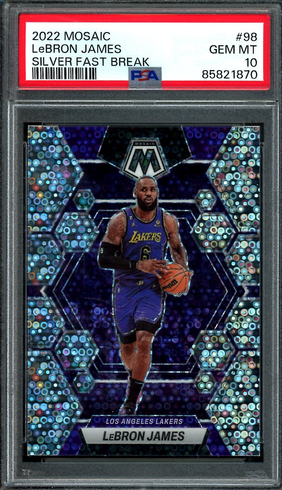 2022/23 Panini Mosaic LeBron James Silver Fast Break PSA 10 Lakers