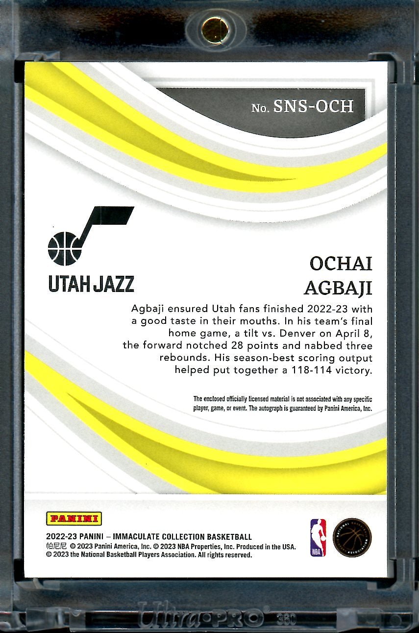 2022/23 Panini Immaculate Ochai Agbaji Rookie Sneaker RPA /25 Jazz