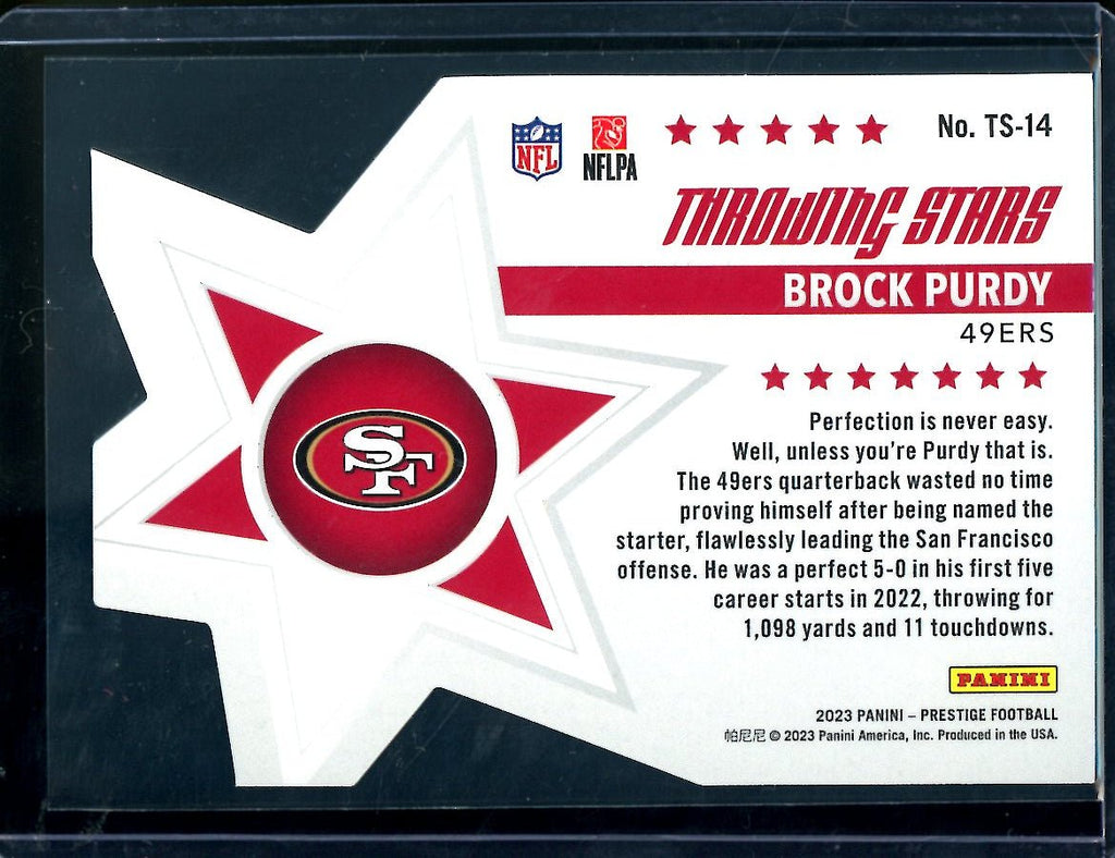 2023 Panini Prestige Brock Purdy Throwing Stars SSP 49ers