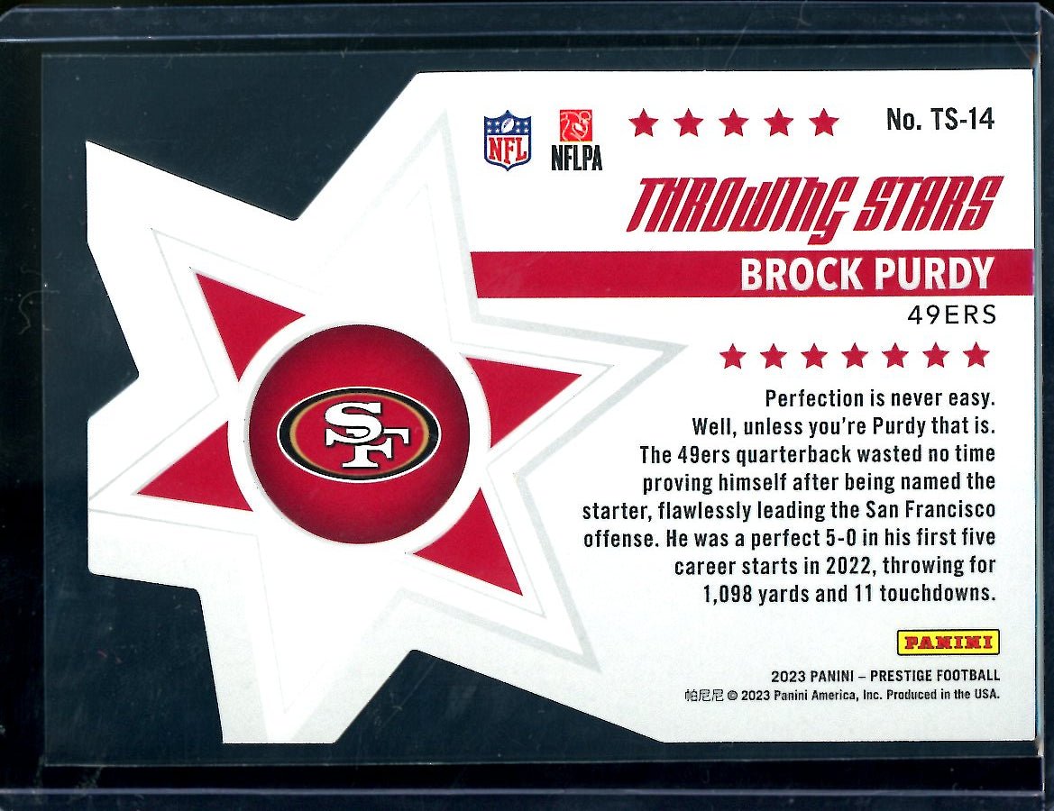 2023 Panini Prestige Brock Purdy Throwing Stars SSP 49ers
