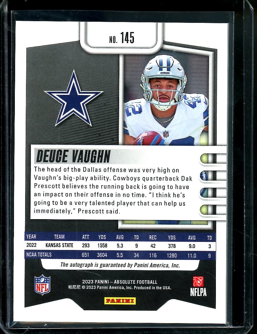 2023 Panini Absolute Deuce Vaughn Rookie Auto Green /25 Cowboys