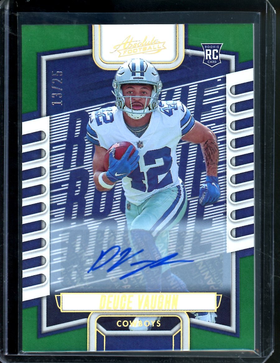2023 Panini Absolute Deuce Vaughn Rookie Auto Green /25 Cowboys