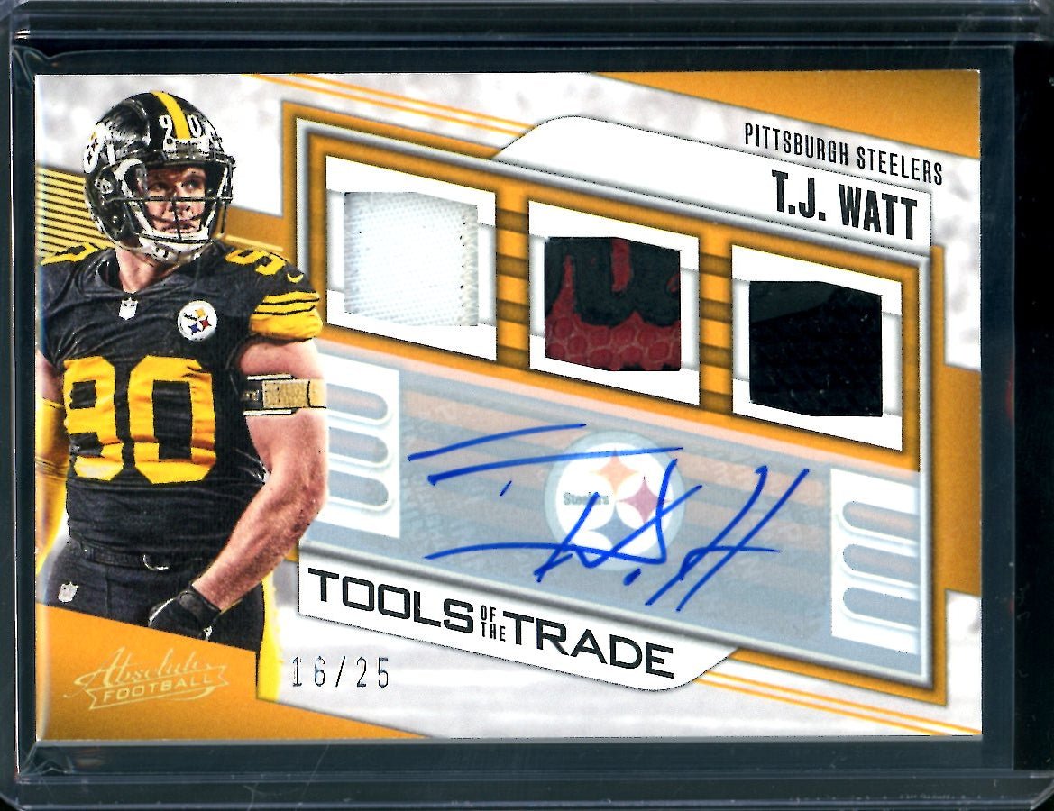 2023 Panini Absolute T.J. Watt Tools of the Trade Patch Auto /25 Steelers