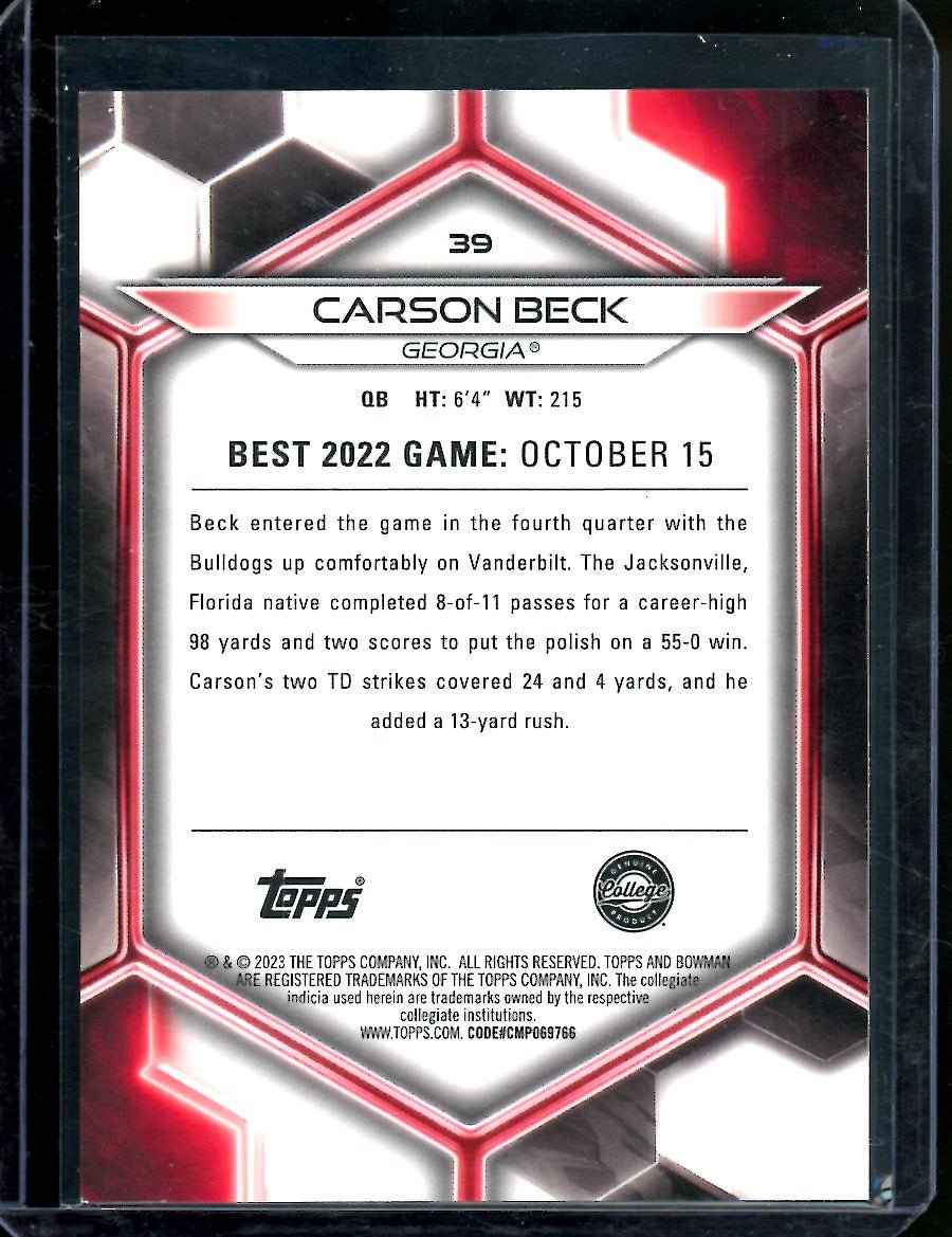 2023 Bowman's Best Carson Beck Orange /25 Georgia