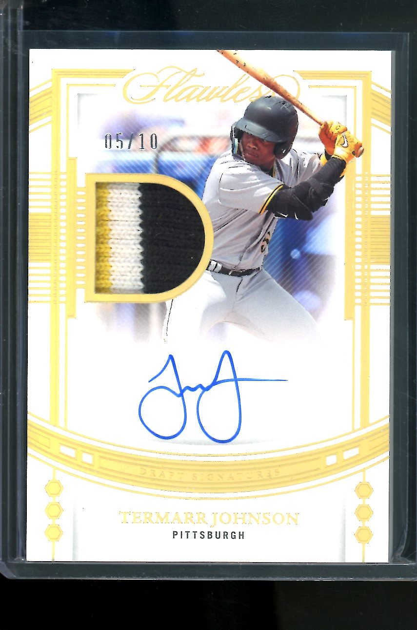 2023 Panini Flawless Termarr Johnson Patch Auto Gold /10 Pirates