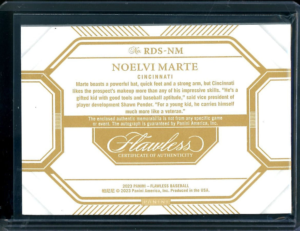 2023 Panini Flawless Noelvi Marte Patch Auto /25 Reds