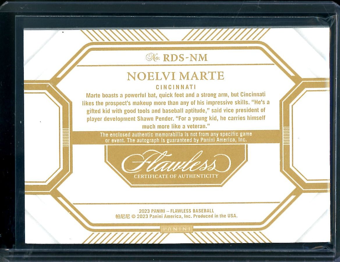 2023 Panini Flawless Noelvi Marte Patch Auto /25 Reds