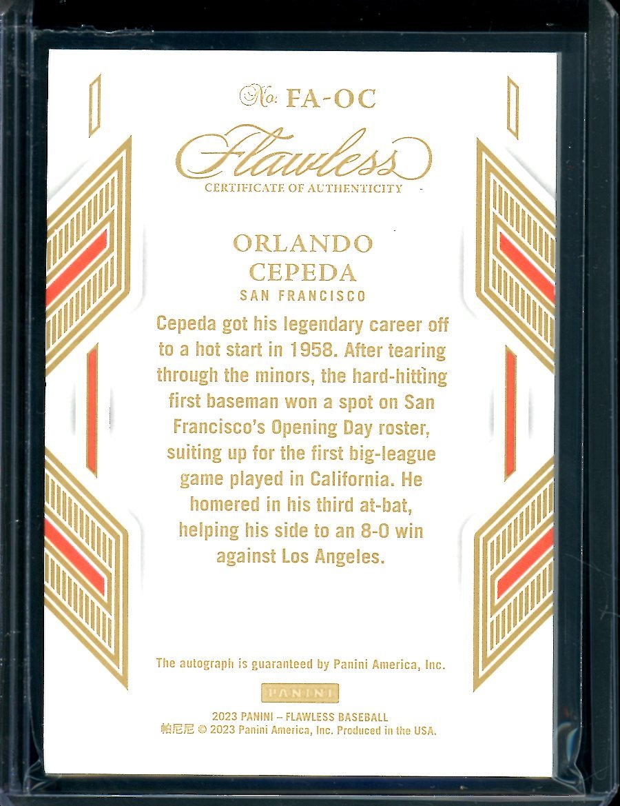 2023 Panini Flawless Orlando Cepeda Auto /25 Giants