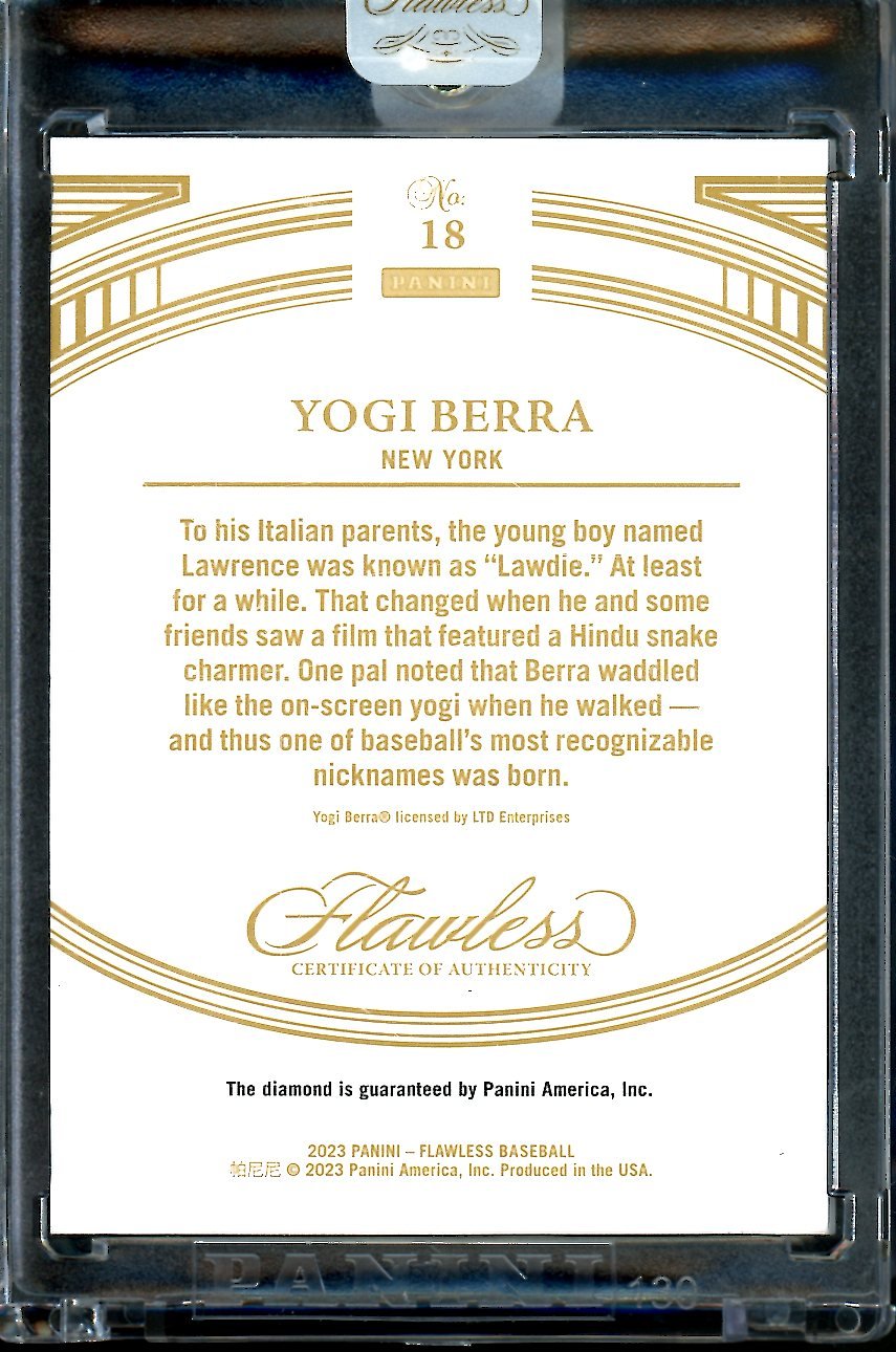 2023 Panini Flawless Yogi Berra Diamond Legends /20 Yankees