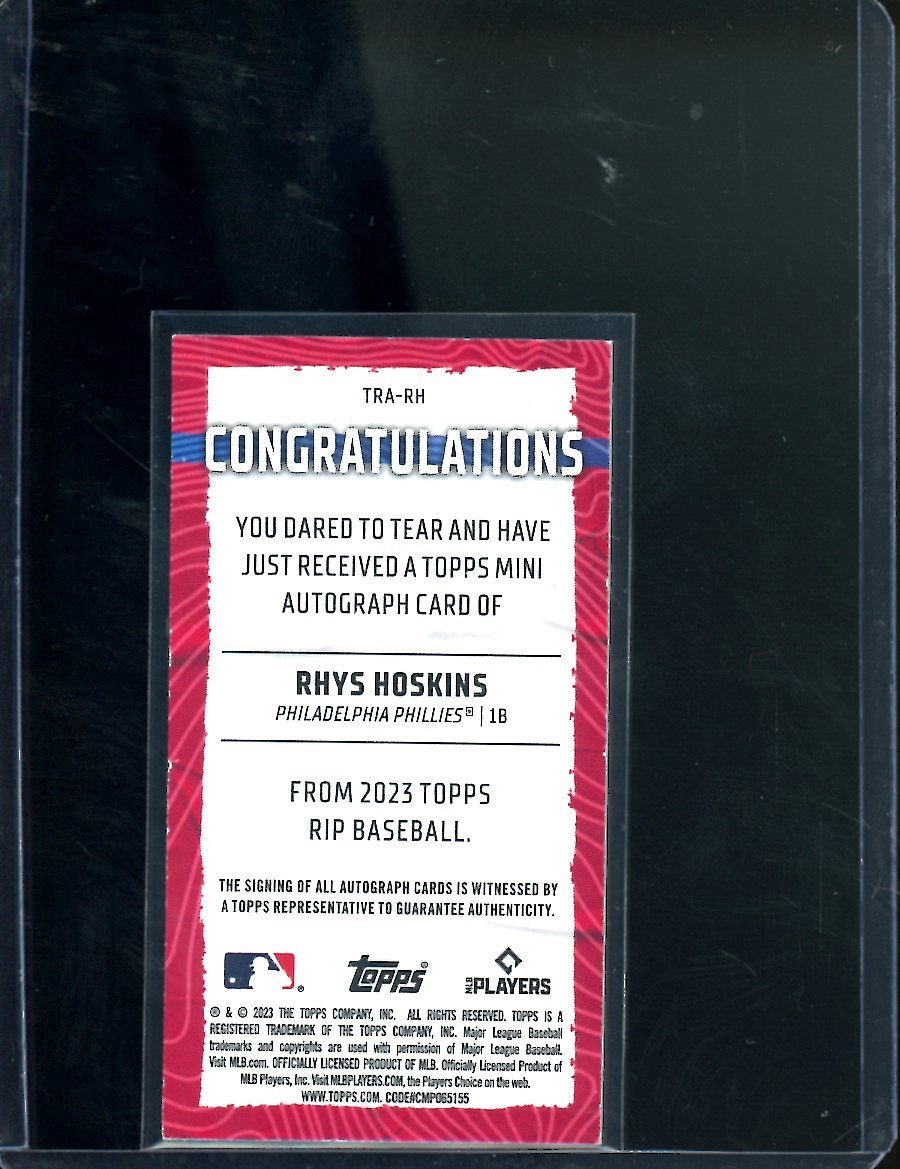 2023 Topps Rip Rhys Hoskins Mini Orange Auto /25 Phillies