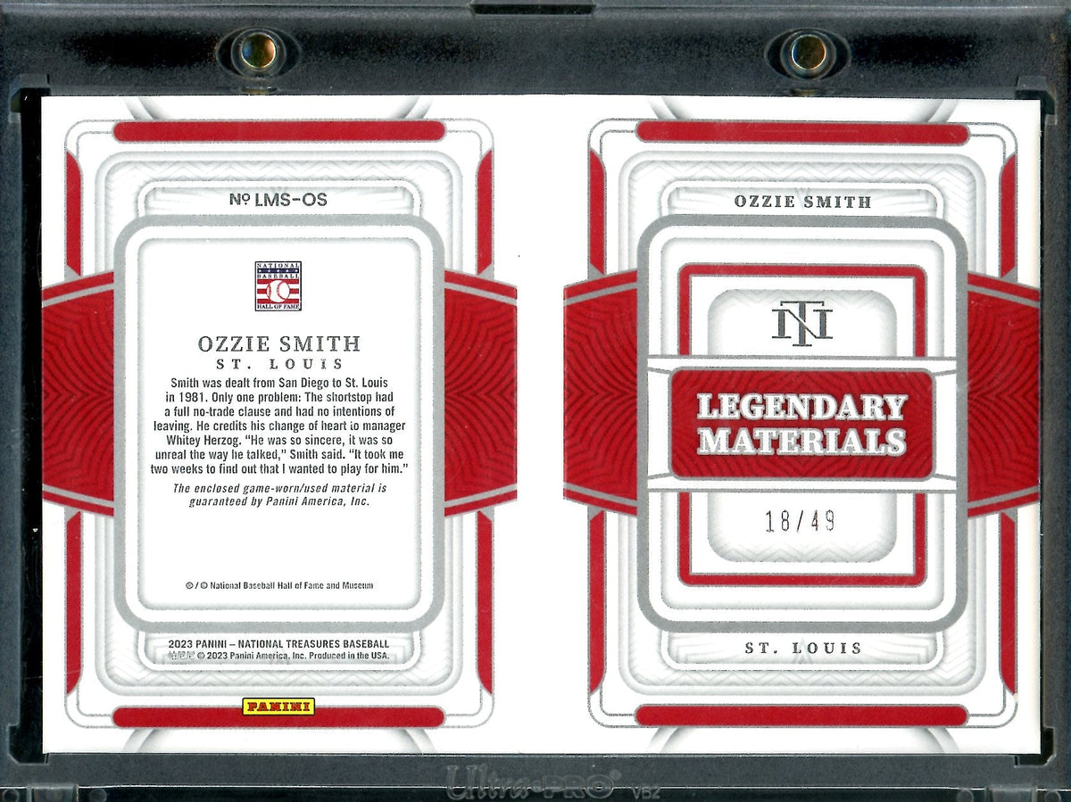 2023 Panini National Treasures Ozzie Smith Legendary Materials Booklet /49 Cardinals