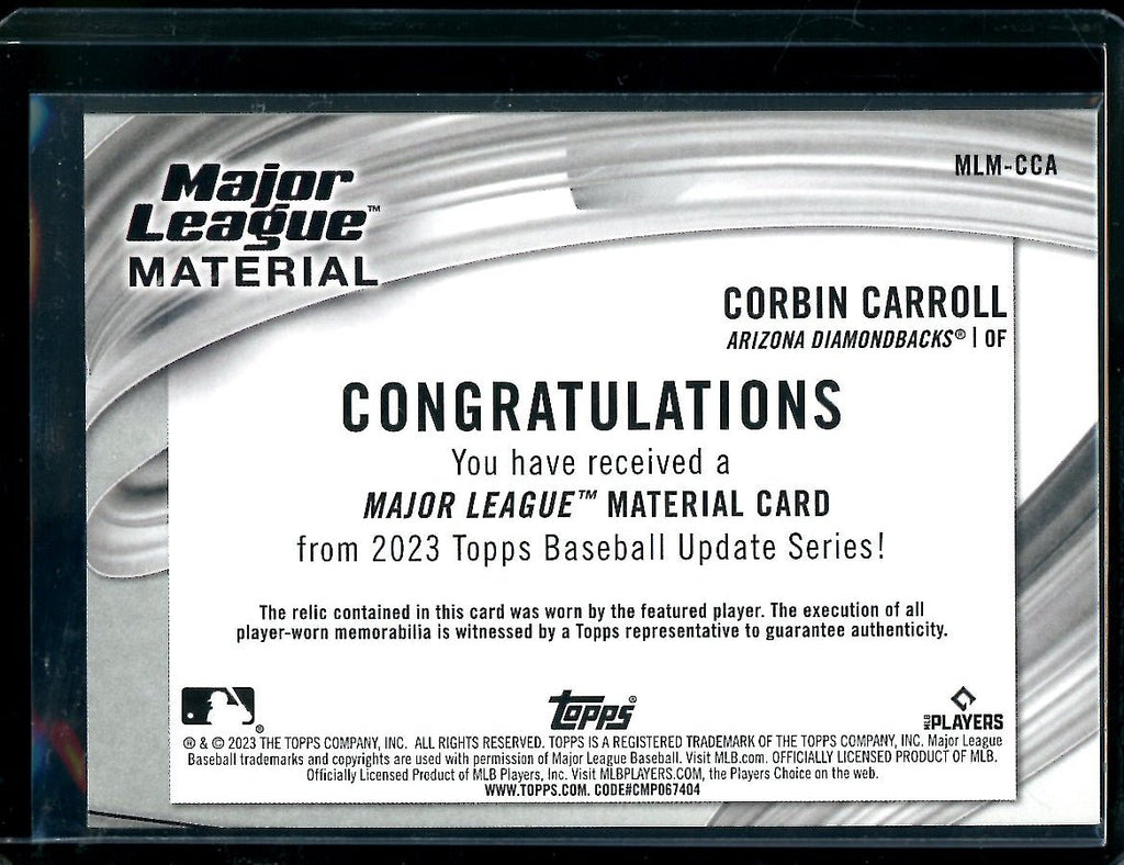 2023 Topps Corbin Carroll Rookie Patch Diamondbacks