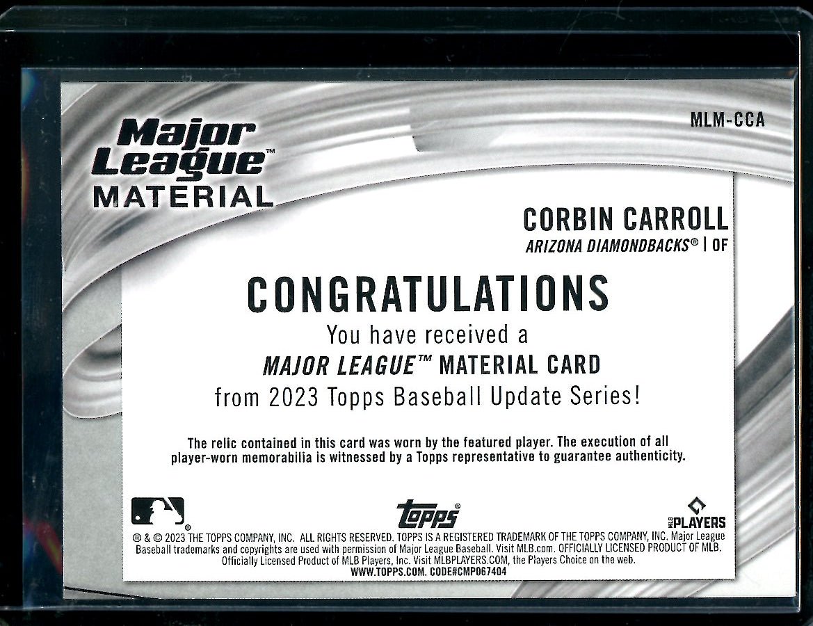 2023 Topps Corbin Carroll Rookie Patch Diamondbacks