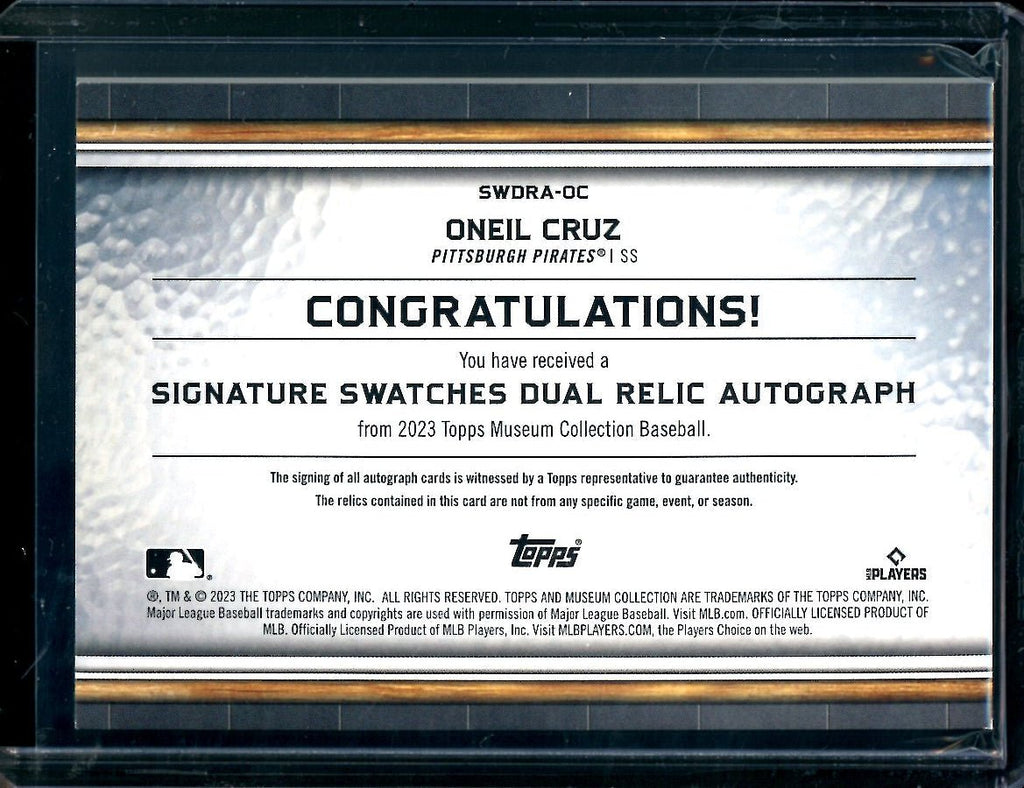 2023 Topps Museum Oneil Cruz Signature Swatches Patch Auto /25 Pirates
