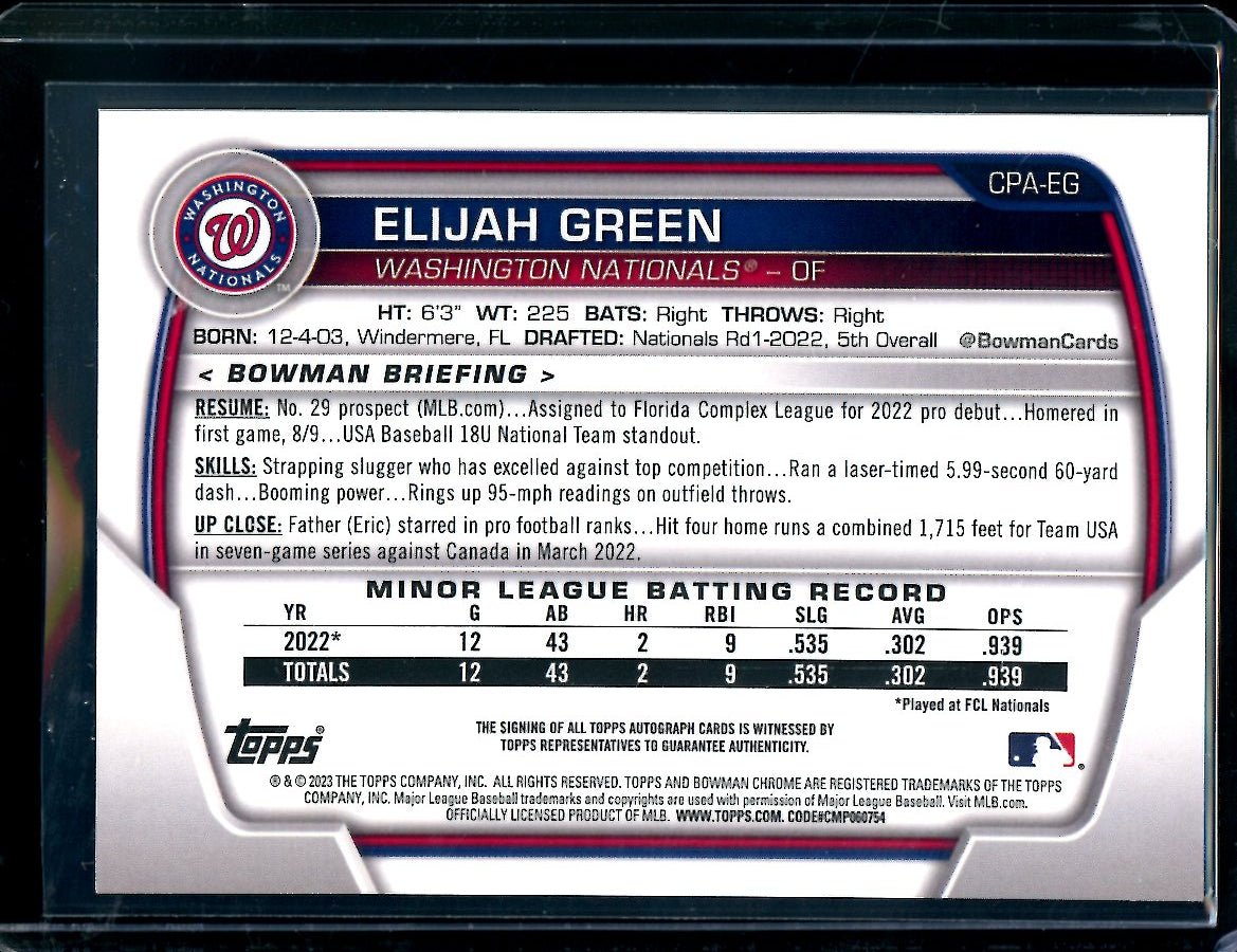 2023 Bowman Chrome Elijah Green Auto /150 Nationals