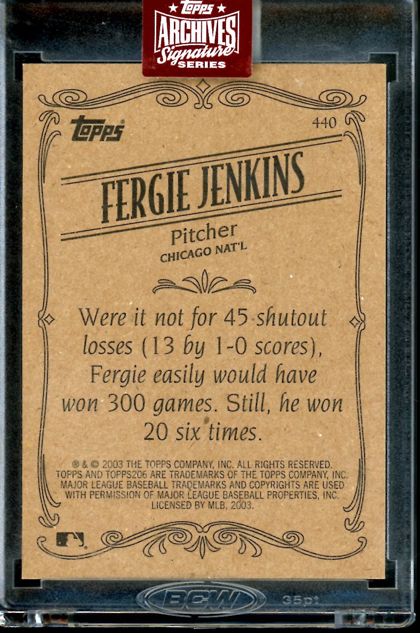 2023 Topps Archives Signature Series Fergie Jenkins Auto 1/1 Cubs