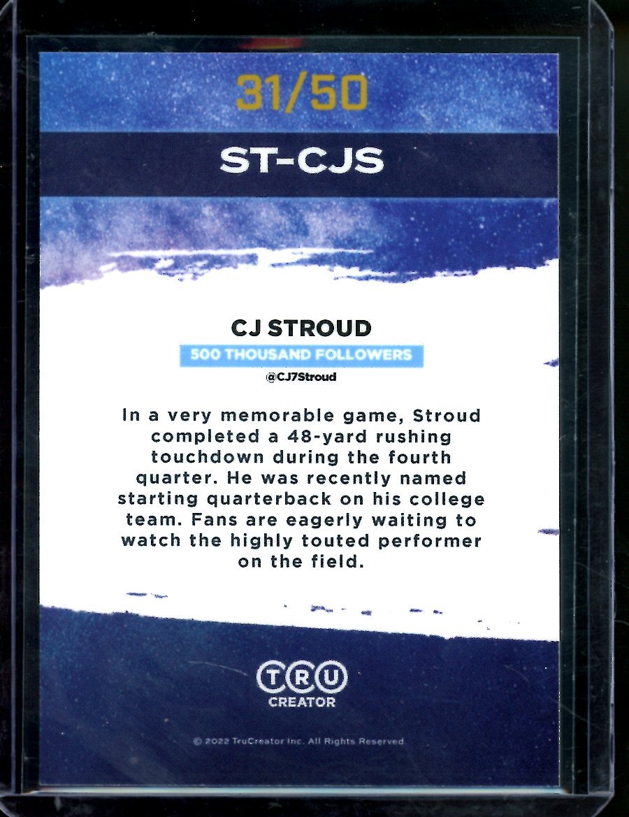 2022 TruCreator C.J. Stroud Blue Ice /50 Ohio State