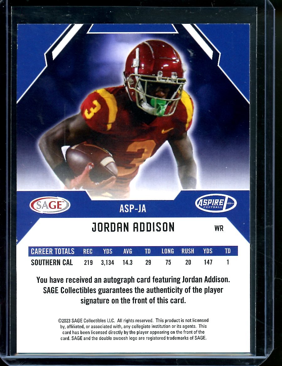 2023 Sage Jordan Addison Rookie Auto Red USC
