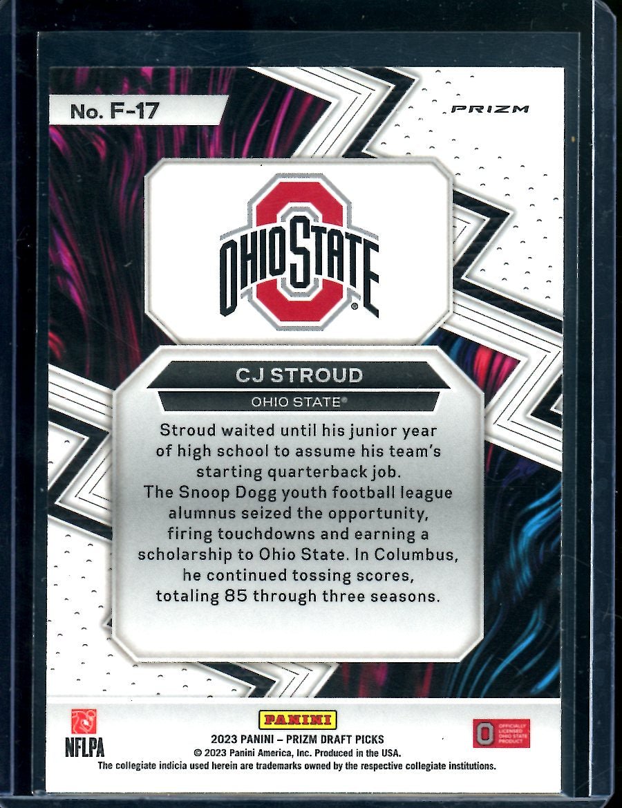 2023 Panini Prizm Draft Picks C.J. Stroud Rookie Gold Ice Fearless Ohio State
